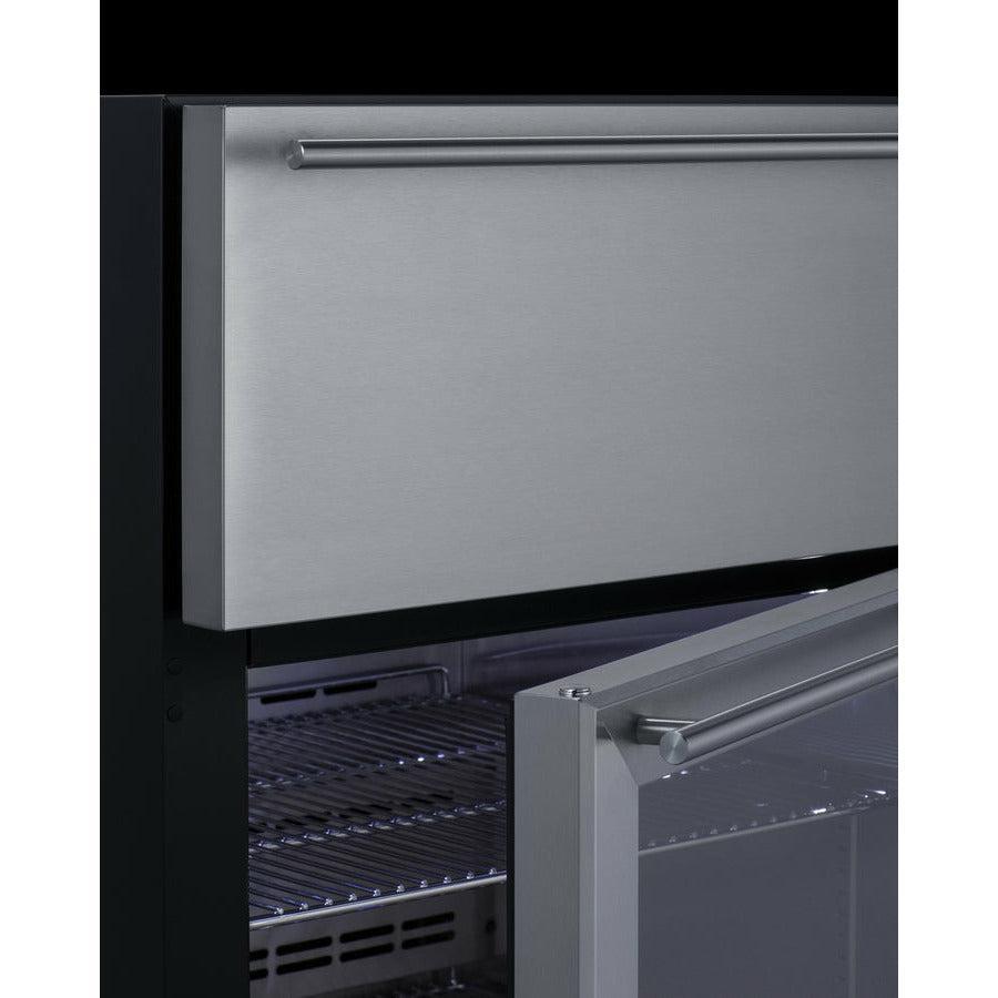 Summit 24" Wide Built-In Commercial Beverage Refrigerator With 4.76 cu. ft. Capacity, Top Drawer, Cantilevered Chrome Shelves, Double-Pane Tempered Glass Door - SCR615TD - The Home Selection