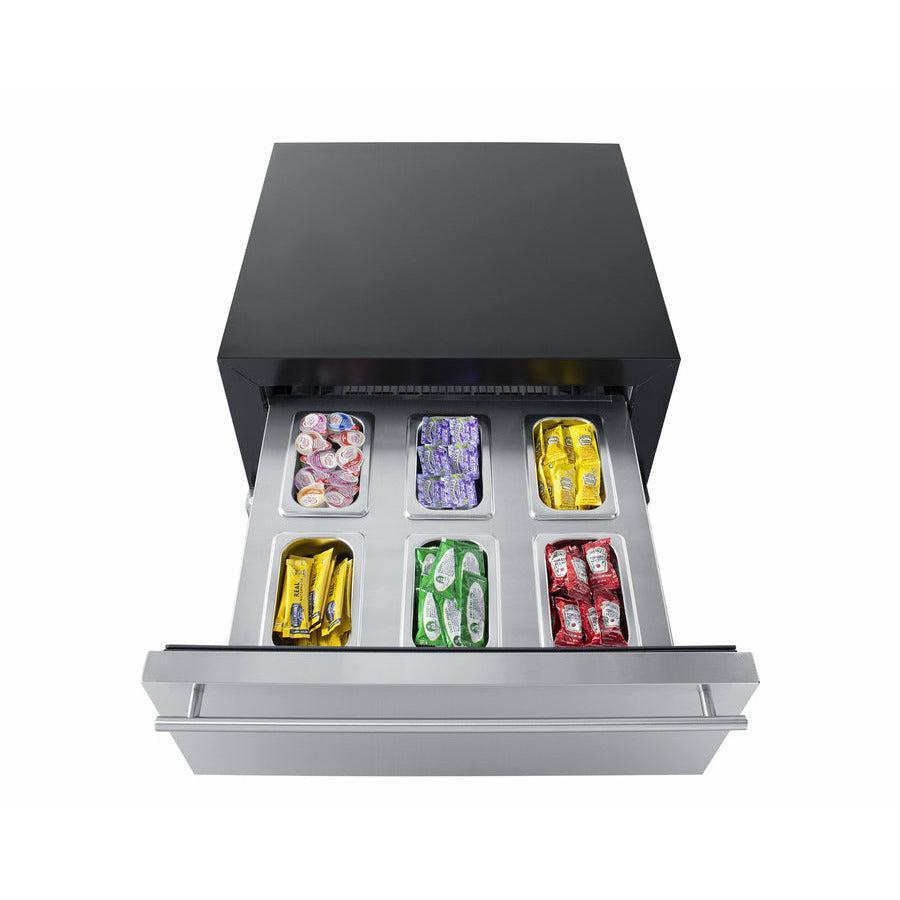 Summit 24" Wide Built-In Commercial Beverage Refrigerator With 4.76 cu. ft. Capacity, Top Drawer, Cantilevered Chrome Shelves, Double-Pane Tempered Glass Door - SCR615TD - The Home Selection