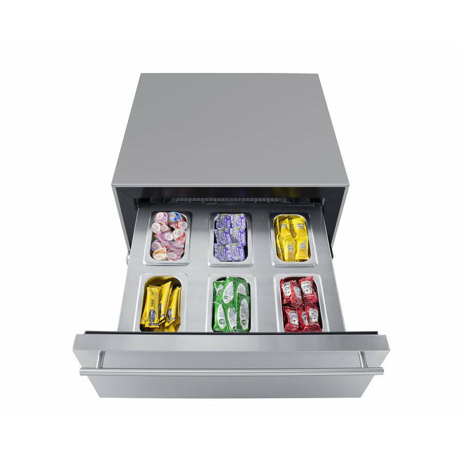 Summit 24" Wide Built-In Commercial Beverage Refrigerator With 4.76 cu. ft. Capacity, Top Drawer, Cantilevered Chrome Shelves, Double-Pane Tempered Glass Door - SCR615TD - The Home Selection