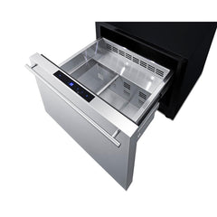 Summit 24" Wide Built-In Outdoor Drawer Refrigerator with 2 cu. ft. Capacity, Frost Free Defrost, Frost-Free Operation, CFC Free, Commercially Approved, Child Lock, Temperature Memory Function, Right-Angle Plug, Sealed Back - SDR241OS - The Home Selection