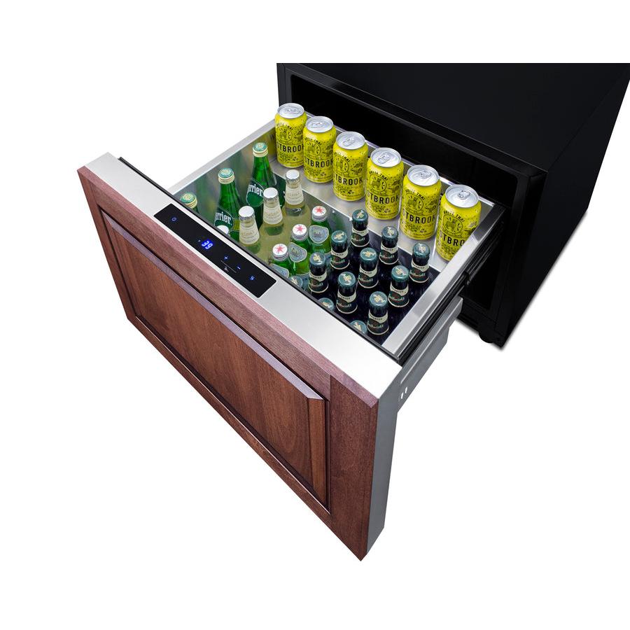 Summit 24" Wide Built-In Outdoor Drawer Refrigerator with 2 cu. ft. Capacity, Frost Free Defrost, Frost-Free Operation, CFC Free, Commercially Approved, Child Lock, Temperature Memory Function, Right-Angle Plug, Sealed Back - SDR241OS - The Home Selection