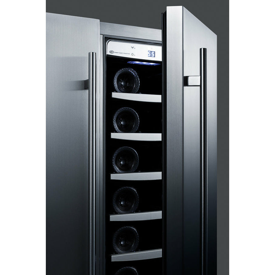 Summit 24" Wide Built-In Outdoor Wine/Beverage Center with 5.1 cu. ft. Capacity 9 Shelves Including Wine Racks, CFC Free, Outdoor Use Approved, 304 Grade Stainless Steel in Stainless Steel - CL66FDOS - The Home Selection