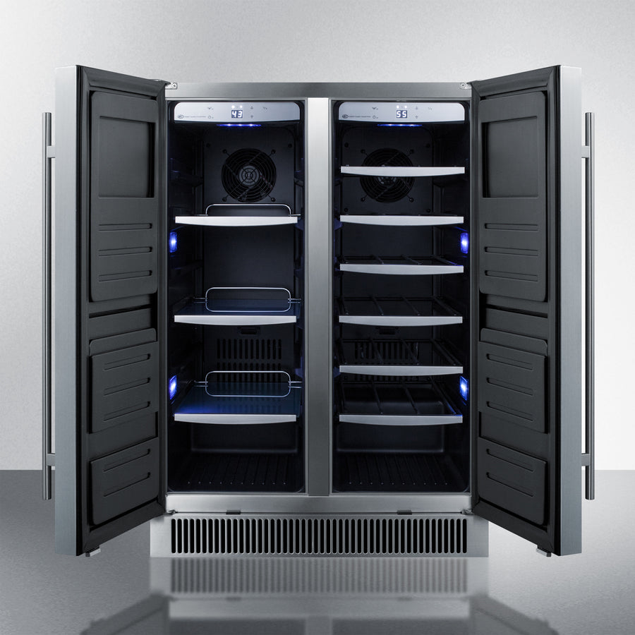 Summit 24" Wide Built-In Outdoor Wine/Beverage Center with 5.1 cu. ft. Capacity 9 Shelves Including Wine Racks, CFC Free, Outdoor Use Approved, 304 Grade Stainless Steel in Stainless Steel - CL66FDOS - The Home Selection