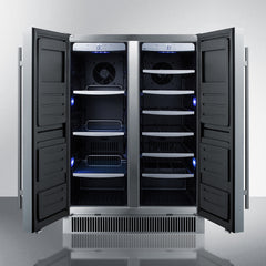 Summit 24" Wide Built-In Outdoor Wine/Beverage Center with 5.1 cu. ft. Capacity 9 Shelves Including Wine Racks, CFC Free, Outdoor Use Approved, 304 Grade Stainless Steel in Stainless Steel - CL66FDOS - The Home Selection