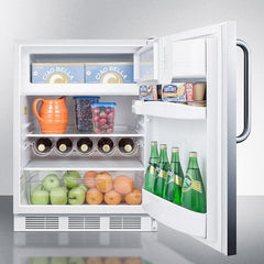 Summit 24" Wide Built-In Refrigerator-Freezer, ADA Compliant with 5.1 cu. ft. Capacity, 2 Glass Shelves, Right Hinge, Crisper Drawer, Cycle Defrost, Adjustable Glass Shelves, Adjustable Thermostat, CFC Free - CT661WCSSADA - The Home Selection
