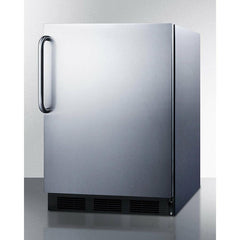 Summit 24" Wide Built-In Refrigerator-Freezer, ADA Compliant with 5.1 cu. ft. Capacity, 2 Glass Shelves, Right Hinge, Crisper Drawer, Cycle Defrost, Adjustable Glass Shelves, Adjustable Thermostat - CT663BKCSSADA - The Home Selection