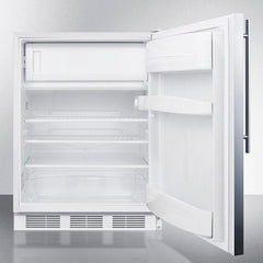Summit 24" Wide Built-In Refrigerator-Freezer, ADA Compliant with 5.1 cu. ft. Capacity, 2 Wire Shelves, Right Hinge, with Door Lock, Crisper Drawer, Cycle Defrost, Factory Installed Lock, Adjustable Shelves, CFC Free - CT66LWBISSH - The Home Selection