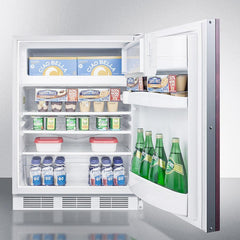 Summit 24" Wide Built-In Refrigerator-Freezer, ADA Compliant with 5.1 cu. ft. Capacity, 2 Wire Shelves, Right Hinge with Reversible Doors, with Door Lock, Crisper Drawer, Cycle Defrost, Adjustable Shelves, CFC Free - CT66LWBI - The Home Selection