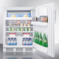 Summit 24" Wide Built-In Refrigerator-Freezer, ADA Compliant with 5.1 cu. ft. Capacity, 2 Wire Shelves, Right Hinge with Reversible Doors, with Door Lock, Crisper Drawer, Cycle Defrost, Adjustable Shelves, CFC Free - CT66LWBI - The Home Selection