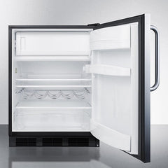 Summit 24" Wide Built-In Refrigerator-Freezer with 5.1 cu. ft. Capacity, 2 Glass Shelves, Right Hinge, Crisper Drawer, Cycle Defrost, Adjustable Glass Shelves, Adjustable Thermostat - CT663BKCSS - The Home Selection
