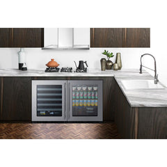 Summit 24" Wide Built-In Wine Cellar, ADA Compliant with 33 Bottle Capacity, Right Hinge, Glass Door, With Lock, 6 Extension Wine Racks, Digital Control, LED Light, Compressor Cooling, Factory Installed Lock, CFC Free, Sabbath Mode - ASDW2412 - The Home Selection