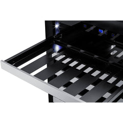 Summit 24" Wide Built-In Wine Cellar, ADA Compliant with 33 Bottle Capacity, Right Hinge, Glass Door, With Lock, 6 Extension Wine Racks, Digital Control, LED Light, Compressor Cooling, Factory Installed Lock, CFC Free, Sabbath Mode - ASDW2412 - The Home Selection