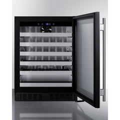 Summit 24" Wide Built-In Wine Cellar, ADA Compliant with 33 Bottle Capacity, Right Hinge, Glass Door, With Lock, 6 Extension Wine Racks, Digital Control, LED Light, Compressor Cooling, Factory Installed Lock, CFC Free, Sabbath Mode - ASDW2412 - The Home Selection