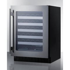 Summit 24" Wide Built-In Wine Cellar, ADA Compliant with 33 Bottle Capacity, Right Hinge, Glass Door, With Lock, 6 Extension Wine Racks, Digital Control, LED Light, Compressor Cooling, Factory Installed Lock, CFC Free, Sabbath Mode - ASDW2412 - The Home Selection