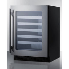 Summit 24" Wide Built-In Wine Cellar, ADA Compliant with 33 Bottle Capacity, Right Hinge, Glass Door, With Lock, 6 Extension Wine Racks, Digital Control, LED Light, Compressor Cooling, Factory Installed Lock, CFC Free, Sabbath Mode - ASDW2412 - The Home Selection