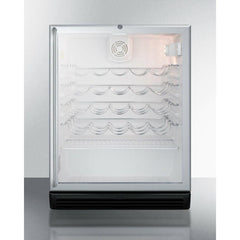 Summit 24" Wide Built-In Wine Cellar, ADA Compliant with 36 Bottle Capacity, Right Hinge, Glass Door, With Lock, 4 Adjustable Wine Racks, Analog Control, LED Light, Compressor Cooling, ETL Approved, CFC Free - SWC6GBL - The Home Selection
