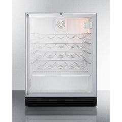 Summit 24" Wide Built-In Wine Cellar, ADA Compliant with 36 Bottle Capacity, Right Hinge, Glass Door, With Lock, 4 Adjustable Wine Racks, Analog Control, LED Light, Compressor Cooling, ETL Approved, CFC Free - SWC6GBL - The Home Selection