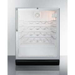 Summit 24" Wide Built-In Wine Cellar, ADA Compliant with 36 Bottle Capacity, Right Hinge, Glass Door, With Lock, 4 Adjustable Wine Racks, Analog Control, LED Light, Compressor Cooling, ETL Approved, CFC Free - SWC6GBL - The Home Selection