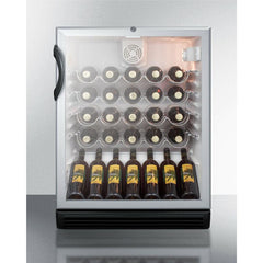 Summit 24" Wide Built-In Wine Cellar, ADA Compliant with 36 Bottle Capacity, Right Hinge, Glass Door, With Lock, 4 Adjustable Wine Racks, Analog Control, LED Light, Compressor Cooling, ETL Approved, CFC Free - SWC6GBL - The Home Selection