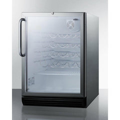 Summit 24" Wide Built-In Wine Cellar, ADA Compliant with 36 Bottle Capacity, Right Hinge, Glass Door, With Lock, 4 Adjustable Wine Racks, Analog Control, LED Light, Compressor Cooling, ETL Approved, CFC Free - SWC6GBL - The Home Selection