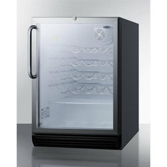 Summit 24" Wide Built-In Wine Cellar, ADA Compliant with 36 Bottle Capacity, Right Hinge, Glass Door, With Lock, 4 Adjustable Wine Racks, Analog Control, LED Light, Compressor Cooling, ETL Approved, CFC Free - SWC6GBL - The Home Selection