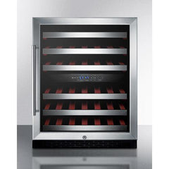 Summit 24" Wide Built-In Wine Cellar, ADA Compliant with 46 Bottle Capacity, Right Hinge, Glass Door, With Lock, 6 Extension Wine Racks, Digital Control, Compressor Cooling, ETL Approved, Digital Thermostat - SWC530BLBIST - The Home Selection