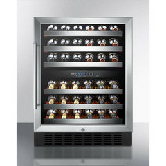 Summit 24" Wide Built-In Wine Cellar, ADA Compliant with 46 Bottle Capacity, Right Hinge, Glass Door, With Lock, 6 Extension Wine Racks, Digital Control, Compressor Cooling, ETL Approved, Digital Thermostat - SWC530BLBIST - The Home Selection