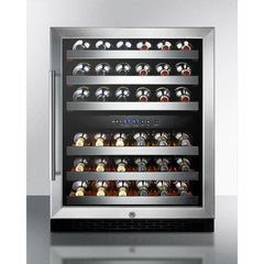 Summit 24" Wide Built-In Wine Cellar, ADA Compliant with 46 Bottle Capacity, Right Hinge, Glass Door, With Lock, 6 Extension Wine Racks, Digital Control, Compressor Cooling, ETL Approved, Digital Thermostat - SWC530BLBIST - The Home Selection