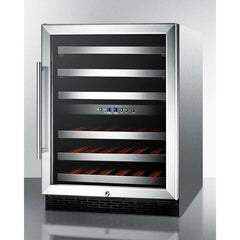 Summit 24" Wide Built-In Wine Cellar, ADA Compliant with 46 Bottle Capacity, Right Hinge, Glass Door, With Lock, 6 Extension Wine Racks, Digital Control, Compressor Cooling, ETL Approved, Digital Thermostat - SWC530BLBIST - The Home Selection