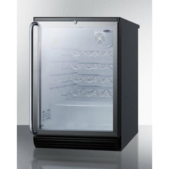 Summit 24" Wide Built-In Wine Cellar with 36 Bottle Capacity, Right Hinge, Glass Door, With Lock, 4 Adjustable Wine Racks, Analog Control, LED Light, Compressor Cooling, ETL Approved, CFC Free - SWC6GBLBI - The Home Selection