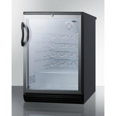 Summit 24" Wide Built-In Wine Cellar with 36 Bottle Capacity, Right Hinge, Glass Door, With Lock, 4 Adjustable Wine Racks, Analog Control, LED Light, Compressor Cooling, ETL Approved, CFC Free - SWC6GBLBI - The Home Selection