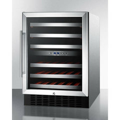 Summit 24" Wide Built-In Wine Cellar with 46 Bottle Capacity, Right Hinge, Glass Door, With Lock, 6 Extension Wine Racks, Digital Control, Compressor Cooling, ETL Approved - SWC530BLBIST - The Home Selection