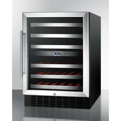 Summit 24" Wide Built-In Wine Cellar with 46 Bottle Capacity, Right Hinge, Glass Door, With Lock, 6 Extension Wine Racks, Digital Control, Compressor Cooling, ETL Approved - SWC530BLBIST - The Home Selection