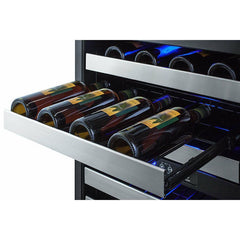 Summit 24" Wide Built-In Wine Cellar with 46 Bottle Capacity, Right Hinge, Glass Door, With Lock, 6 Extension Wine Racks, Digital Control, LED Light, Compressor Cooling, ETL Approved, CFC Free, Automatic Defrost - SWC532BLBIST - The Home Selection
