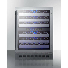 Summit 24" Wide Built-In Wine Cellar with 46 Bottle Capacity, Right Hinge, Glass Door, With Lock, 6 Extension Wine Racks, Digital Control, LED Light, Compressor Cooling, ETL Approved, CFC Free, Automatic Defrost - SWC532BLBIST - The Home Selection