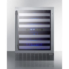 Summit 24" Wide Built-In Wine Cellar with 46 Bottle Capacity, Right Hinge, Glass Door, With Lock, 6 Extension Wine Racks, Digital Control, LED Light, Compressor Cooling, ETL Approved, CFC Free, Automatic Defrost - SWC532BLBIST - The Home Selection
