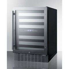 Summit 24" Wide Built-In Wine Cellar with 46 Bottle Capacity, Right Hinge, Glass Door, With Lock, 6 Extension Wine Racks, Digital Control, LED Light, Compressor Cooling, ETL Approved, CFC Free, Automatic Defrost - SWC532BLBIST - The Home Selection