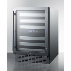 Summit 24" Wide Built-In Wine Cellar with 46 Bottle Capacity, Right Hinge, Glass Door, With Lock, 6 Extension Wine Racks, Digital Control, LED Light, Compressor Cooling, ETL Approved, CFC Free, Automatic Defrost - SWC532BLBIST - The Home Selection