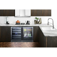 Summit 24" Wide Built-In Wine Cellar with 46 Bottle Capacity, Right Hinge, Glass Door, With Lock, 6 Extension Wine Racks, Digital Control, LED Light, Compressor Cooling, ETL Approved, CFC Free, Automatic Defrost - SWC532BLBIST - The Home Selection