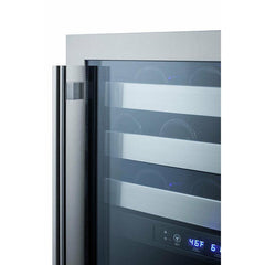 Summit 24" Wide Built-In Wine Cellar with 46 Bottle Capacity, Right Hinge, Glass Door, With Lock, 6 Extension Wine Racks, Digital Control, LED Light, Compressor Cooling, ETL Approved, CFC Free, Automatic Defrost - SWC532BLBIST - The Home Selection