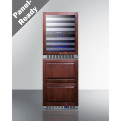 Summit 24" Wide Combination Dual-Zone Wine Cellar and 2-Drawer All-Freezer (Panels Not Included) with Right Hinge, Sabbath Mode, CFC Free, Automatic Defrost, Double Pane Tempered Glass Door - SWCDAF24 - The Home Selection