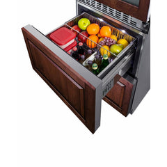 Summit 24" Wide Combination Dual-Zone Wine Cellar and 2-Drawer All-Refrigerator (Panels Not Included) with Door Lock, Automatic Defrost, CFC Free, Automatic Defrost, Temperature Memory Function - SWCDAR24 - The Home Selection
