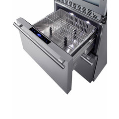 Summit 24" Wide Combination Dual-Zone Wine Cellar and 2-Drawer Refrigerator-Freezer (Panels Not Included) with 6 Right Hinge, with Door Lock, Automatic Defrost, CFC Free, LED Lighting, Double Pane Tempered Glass Door - SWCDRF24 - The Home Selection
