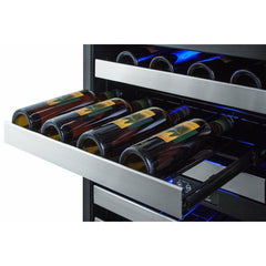 Summit 24" Wide Combination Dual-Zone Wine Cellar and 2-Drawer Refrigerator-Freezer (Panels Not Included) with 6 Right Hinge, with Door Lock, Automatic Defrost, CFC Free, LED Lighting, Double Pane Tempered Glass Door - SWCDRF24 - The Home Selection