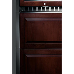 Summit 24" Wide Combination Dual-Zone Wine Cellar and 2-Drawer Refrigerator-Freezer (Panels Not Included) with 6 Right Hinge, with Door Lock, Automatic Defrost, CFC Free, LED Lighting, Double Pane Tempered Glass Door - SWCDRF24 - The Home Selection