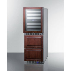 Summit 24" Wide Combination Dual-Zone Wine Cellar and 2-Drawer Refrigerator-Freezer (Panels Not Included) with 6 Right Hinge, with Door Lock, Automatic Defrost, CFC Free, LED Lighting, Double Pane Tempered Glass Door - SWCDRF24 - The Home Selection