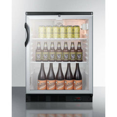 Summit 24" Wide Craft Beer Pub Cellar with 5.5 cu. ft. Capacity Reversible Door, Lock, 5 Shelves , CFC Free, Commercially Approved - SCR600BGLDTPUB - The Home Selection