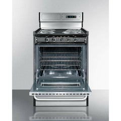 Summit 24" Wide Electric Coil Range with 4 Coil Elements, 2.92 cu. ft. Total Oven Capacity, Viewing Window - TEM630BKWY - The Home Selection