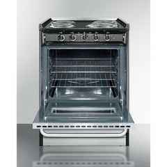 Summit 24" Wide Electric Coil Range with 4 Elements, 2.92 cu. ft. Total Oven Capacity, Storage Drawer, ADA Compliant, Storage Drawer - TEM610CRW - The Home Selection