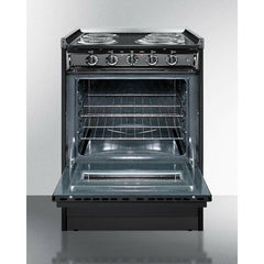 Summit 24" Wide Electric Coil Range with 4 Elements, 2.92 cu. ft. Total Oven Capacity, Storage Drawer, ADA Compliant, Storage Drawer - TEM610CRW - The Home Selection